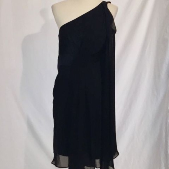 BRAND NEW W TAG $168 1 Shoulder Black Dress WHBM - Picture 2 of 7